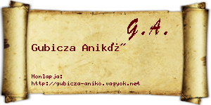 Gubicza Anikó névjegykártya